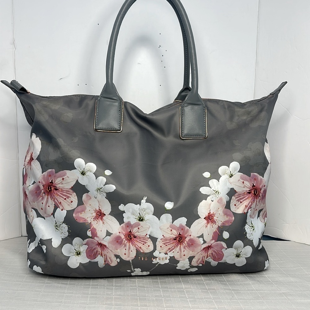 TED BAKER WOMEN HANDBAG TOTE OCEANA ORIENTAL BLOSSOM GRAY PINK